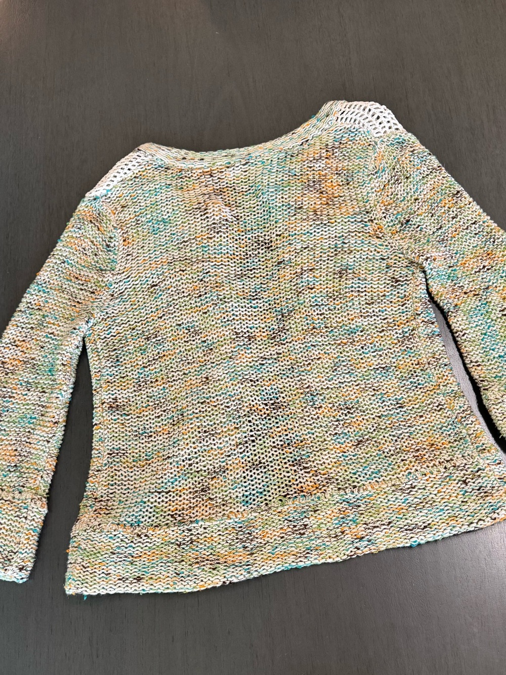 Vintage Vertigo Paris Multicolored Crochet Cardigan with Pearl Buttons SZ M - Picture 5 of 6